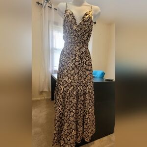 Floral Summer Dress in Brown and Cream Daisy Flowers Brand Indulge